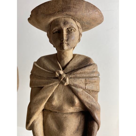 Set of 2 Primitive Hand Carved Wooden Figurines | Folk Art | 1930's - Picture 10 of 10